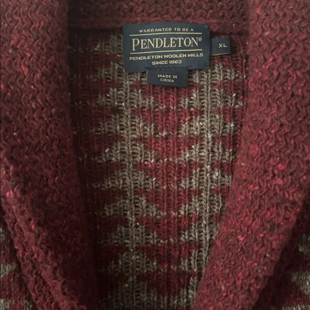 VTG PENDLETON Aztec Wool Shawl Neck Cardigan - Picture 2 of 7